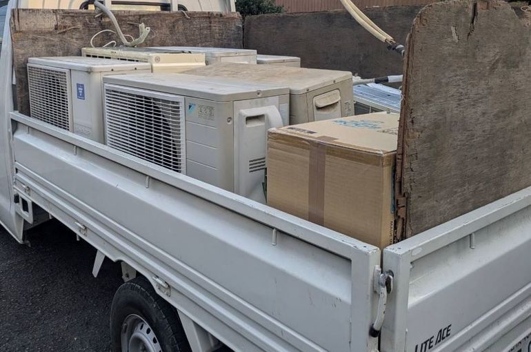 海老名市 不用品回収に行ってきました。エアコン室外機撤去もお任せください！